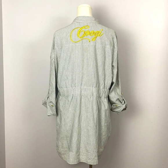 Vintage Y2K Coogi Zip front belted dress with vertical stripes 1X - Picture 7 of 13